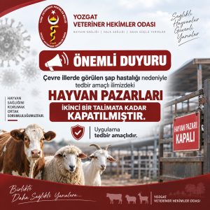Yozgat’ta Hayvan Pazarları Geçici Olarak Kapatıldı